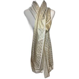 Michael Kors Gold MK Jacquard Gold Scarf Womens Designer